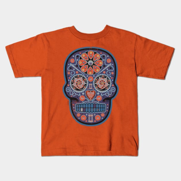 Mexican Sugar Skull Poisonberry Swirl Kids T-Shirt by DanielLiamGill